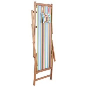 Chaise de plage multicolore en bois d'eucalyptus et tissu polyester pour votre prochain jour à la plage - Product Image 4