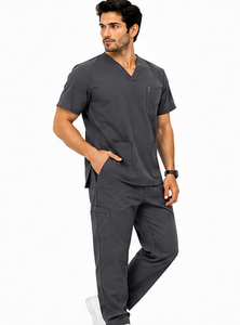 Conjunto de uniforme médico para hombre, estilo jogger, transpirable, con spandex, para hospital, enfermería, cómodo, moderno y duradero. - Product Image 5