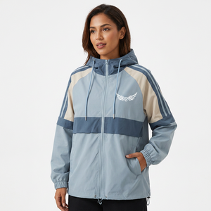 Veste à capuche pour homme, coupe-vent, color block, fermeture éclair, style sportif, pour l'automne, coupe classique, extérieur en polyester, doublure en nylon - Product Image 2