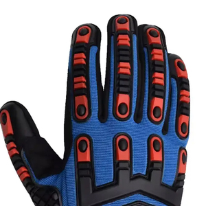 Impact Gloves Reducing Safety Gloves Polyester <b>Material</b> Anti-Slip Smooth Reinforced Cuff Elastic Wristband Black Blue <b>Red</b> - Product Image 5