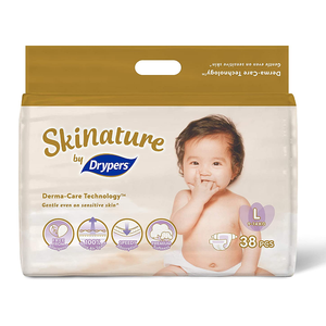 Couches pour bébés Drypers Skinature Premium, taille L (4x38) pour nourrissons et tout-petits - Product Image 3