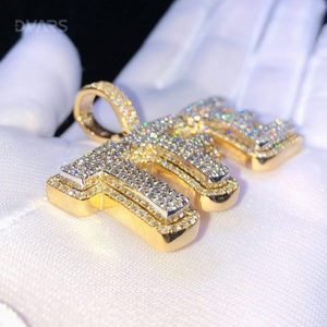 Pendentif Lettre VVS1 Moissanite Style Hip Hop Rapper Plaqué Or 18K Argent Sterling Luxe Initiales Givrées - Product Image 5