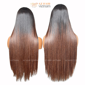 วิกผมคุณภาพพรีเมียม ผลิตสำเร็จรูป ถอนขนแล้ว ไม่ต้องใช้กาว ผมแท้ พร้อมยางยืด ปลายสีน้ำตาล 300 กรัม พร้อมเชือกผูกปิดผม - Product Image 4