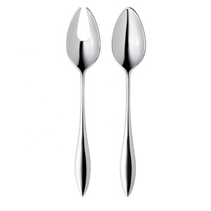 Nouveau manche rond en bois salade ensemble de service en acier inoxydable argent poli salade serveur ensemble dîner cuisine ustensiles de cuisine ensemble - Product Image 2