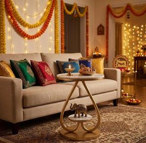 Modern heart shape Round Console <b>Table</b> with <b>Marble</b> <b>Top</b> and Brass Pedestal Base for Living Room Furniture - Product Image 2