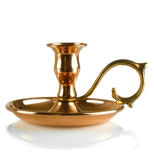 Vintage Copper Chamberstick Candle <b>Holder</b> with Handle Retro Brass <b>Candlestick</b> <b>Holder</b> for Taper Candles Classic Metal Tabletop - Product Image 2