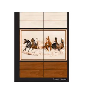Superior Quality Brown Wood Horse Print interior Ceramic Wall Decoration Wall Tiles for hall room