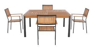 Ensemble de salle à manger d'extérieur moderne en bois d'acacia et en acier | Meubles de patio et de jardin durables | Parfait pour les hôtels, les centres de villégiature et les villas - Product Image 4