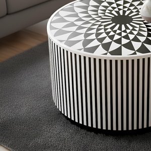 High quality bone inlay coffee <b>table</b> Modern bone inlay furniture accent Elegant living room centerpiece - Product Image 1