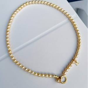 Collar de Perlas Negras Hecho a Mano de Alta Calidad, 11-12 mm, Lino Genuino de 7-8 mm, Bola Láser con Recubrimiento de Oro de 18K - Product Image 1