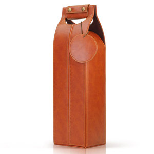 Porte-bouteille de vin en cuir gaufré Salva, porte-bouteille unique avec poignée, couleur marron, 140g, étui de voyage portable - Product Image 2