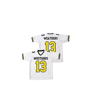 Vente en gros de maillots en maille personnalisés de l'équipe de football américain pour hommes brodés en sergé respirant séchage rapide grande taille Service OEM - Product Image 2