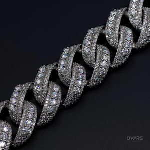 Bracelet Miami Cuban Chain Link personnalisé en Moissanite VVS, serti de diamants, en or blanc, bijoux Hip Hop pour hommes et femmes - Product Image 4