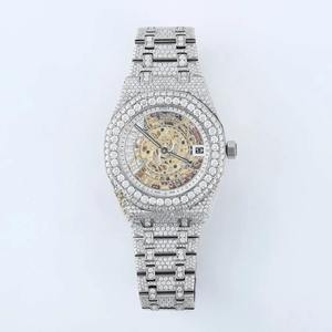 Montre de luxe pour homme, sport, verre saphir, squelette, diamant moissanite, quartz automatique, acier inoxydable, résistance à l'eau 10 bars - Product Image 4