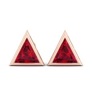 REYES - Pendientes de Oro de 14K con Diamantes Certificados por IGI, Diseño de Última Moda, Forma Triangular, Gema de Rubí de 1.9 Quilates - Product Image 2