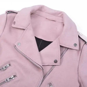 Chaqueta de Motociclista SEAMER WEAR Rosa de Cuero Genuino para Mujer, Estilo Biker Regular con Cierre de Cremallera, Moda de Invierno - Product Image 4