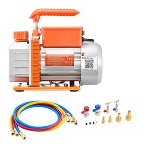 Pompa per vuoto HVAC a palette rotative monostadio 3.5 CFM 1/4 HP, kit manometri AC, set manometri per pompa per vuoto AC per R134a R22 - Product Image 1