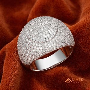 Anillo de Moissanita para Hombre, Estilo Hip Hop, Oro y Plata de Ley, Ovalado con Halo y Baguette, Lujoso, para Boda, Aniversario, Regalo - Product Image 3