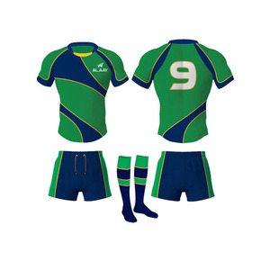 High Quality Custom Rugby Jersey Set Full Printed Breathable Shorts Wholesale Sports Wear Uniforms Using <b>Heat</b>-Transfer Printing - Product Image 1