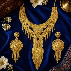 ชุดเครื่องประดับแฟชั่นขายส่ง ทอง 14K18K24K ชุบไมครอน สไตล์ดูไบ ชุดเครื่องประดับเจ้าสาวแบบยาว ดีไซน์ดั้งเดิม ชุดเครื่องประดับงานแต่งงาน - Product Image 2
