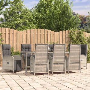 Conjunto de Comedor de Jardín de Ratán Gris para 6 Personas, Muebles de Exterior Resistentes a la Intemperie, Diseño Contemporáneo - Product Image 3
