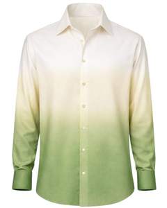 เสื้อเชิ้ตผู้ชายสีเขียวไอวอรี่แบบไล่เฉดสี ผ้าฝ้ายพรีเมียม แขนยาว ติดกระดุม สวมใส่ได้ทั้งแบบลำลองและเป็นทางการ รับผลิตตามสั่ง (OEM) จำหน่ายส่งจำนวนมาก - Product Image 1