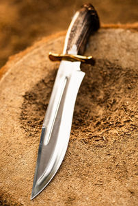 Couteau de chasse à double tranchant personnalisé très demandé |   Lame à fourche en laiton avec poignée en bois de cerf pour la survie en extérieur, qualité économique - Product Image 5