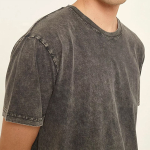 เสื้อยืดแขนสั้นผู้ชาย ผ้าฝ้ายพรีเมียม ซักย้อมสีแบบแอซิดวอช ระบายอากาศได้ดี 100% คุณภาพสูง คอเสื้อแบบสตรีทคัลเลอร์ พร้อมคอเสื้อขนาดใหญ่พิเศษ - Product Image 5