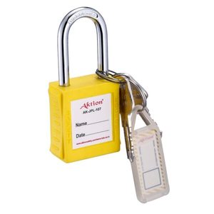 Accion AK-JPL-107 Cadenas de sécurité jaune avec clé et étiquette d'identification - Product Image 1