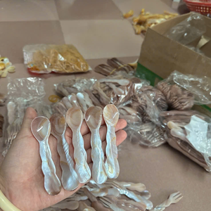 Iridescent Yellow <b>Shell</b> Dessert Spoon Eco-friendly Natural MOP Spoon Custom Logo Caviar Accessories High Quality Handicraft - Product Image 1