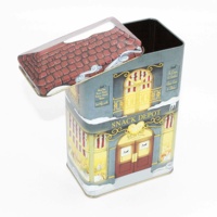 Boîte en fer blanc personnalisée de qualité alimentaire, surface brillante, en forme de maison, pour emballage de biscuits, chocolats, bonbons, gâteaux, cadeaux de Noël