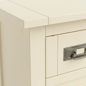 Table basse moderne avec 2 tiroirs en bois d'hévéa blanc MDF, meuble de salon durable, mobilier de maison, couleur crème - Product Image 4