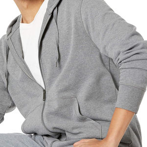 Vêtements pour hommes grande taille sur mesure, sweats à capuche unis avec fermeture éclair intégrale, respirants, dernier design, pour le streetwear. - Product Image 3