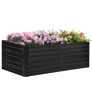 Fioriera Rialzata in Acciaio Zincato Nero 180x90x58 cm per Esterni con Barre di Rinforzo - Product Image 1