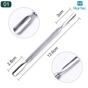 Pousse-cuticules en acier inoxydable de bonne qualité, fabriqué à la main avec une poignée texturée antidérapante, outil de manucure pour le nail art - Product Image 6