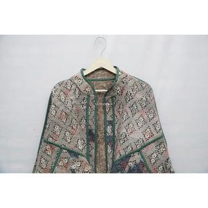 Chaqueta Corta de Otoño para Mujer, Estilo Patchwork, Cuello Mandarín, Manga Murciélago, Tejida - Product Image 4