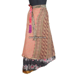 New Vintage Silk Beach <b>Wrap</b> <b>Skirt</b> Reversible Two Layer Indian Vintage Silk Magic <b>Wrap</b> <b>Skirt</b> Indian Handmade 2 Layer Vintage - Product Image 1