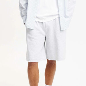 Top Selling article long short for men with <b>raw</b> hem Custom Made 100% cotton color comfortable Sweat Shorts for men - Product Image 5