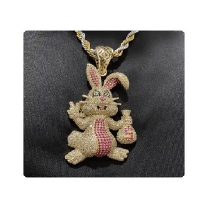 Luxury Moissanite Bunny Pendant Pink Iced Out Cartoon <b>Rabbit</b> Bling Hip Hop Pendant Designer Pendant Fashion Jewelry - Product Image 6
