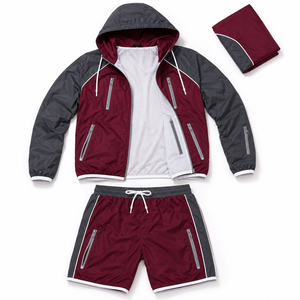 Conjunto de Chaqueta y Pantalones Cortos Deportivos para Hombre, Diseño ODM, Ligero, de Nailon Técnico, con Logotipo Personalizado - Product Image 1