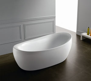 อ่างอาบน้ำอะคริลิคสีขาวทรงกระบอกแบบตั้งพื้นสำหรับผู้ใหญ่ ดีไซน์ทันสมัย พร้อมขอบกระโปรงเต็มตัว ฟังก์ชั่นแช่น้ำในตัว ระบบระบายน้ำ เหมาะสำหรับโรงแรม ใช้ได้ทั้งภายในและภายนอกอาคาร - Product Image 3