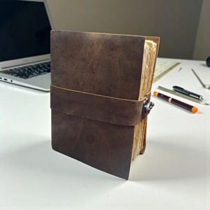 Rustic Leather Journal 400 Pages Sewing Binding Side <b>Lock</b> Soft Cover Gift - Product Image 3