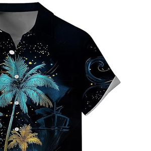 Men Summer Beach Shirt Tropical Hawaiian Print Short Sleeve Casual Button <b>Down</b> Lightweight Resort Wear - Product Image 2