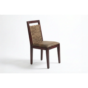 Ensemble de table à manger carrée VERONA en jacinthe d'eau élégante avec plateau en verre trempé, pieds en bois massif, écologique et durable, 6 places - Product Image 2
