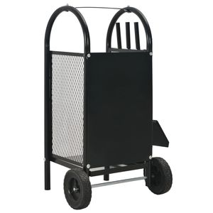 Chariot à bois de chauffage en acier noir 11,8''x13,8''x31,9'' Accessoire pour cheminées - Product Image 4