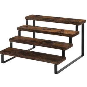 Soporte de exhibición de madera de 2 niveles para encimera de cocina, soporte escalonado marrón para cupcakes, exhibidor de postres, precio bajo, suministro de fábrica - Product Image 4