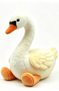 Peluche de cisne blanco esponjoso, Peluche de cisne con pico y patas naranjas, Peluche de cisne realista, Peluche de cisne sentado - Product Image 2