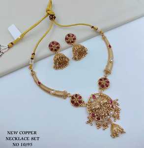 Wholesale High Quality New Vintage Copper Gold Plated Crystal Bridal Jewelry <b>Set</b> Long Mala Necklace Earrings Maang Party Gift - Product Image 2