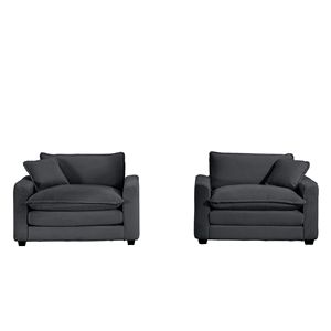 Set di Divani Lussuosi e Sofisticati con Due Poltrone Singole in Tessuto di Velluto a Coste Grigio per Camera da Letto, Ufficio e Soggiorno - Product Image 5