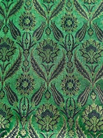 Tissu brocart floral vert, tissé avec un motif jacquard, textile pour la décoration de la maison